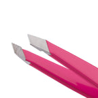 Tweezerman Mini Slant Tweezer - Tweezers for Eyebrows, Travel Tweezers for Eyebrows, Facial Hair (Neon Pink)