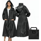 Lama Womens Long Raincoats Rain Jacket Waterproof Packable Hooded Windbreaker Lightweight Adjustable Waist For Outdoor