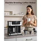 Airmsen 12-Cup Programmable Dual Coffee Maker – Single Serve Machine For K-Cup Pods & Ground, 1000W Fast Brew, Delay Start, 2H Keep Warm, Touchscreen, 60Oz Tank, Glass Carafe – Home & Office