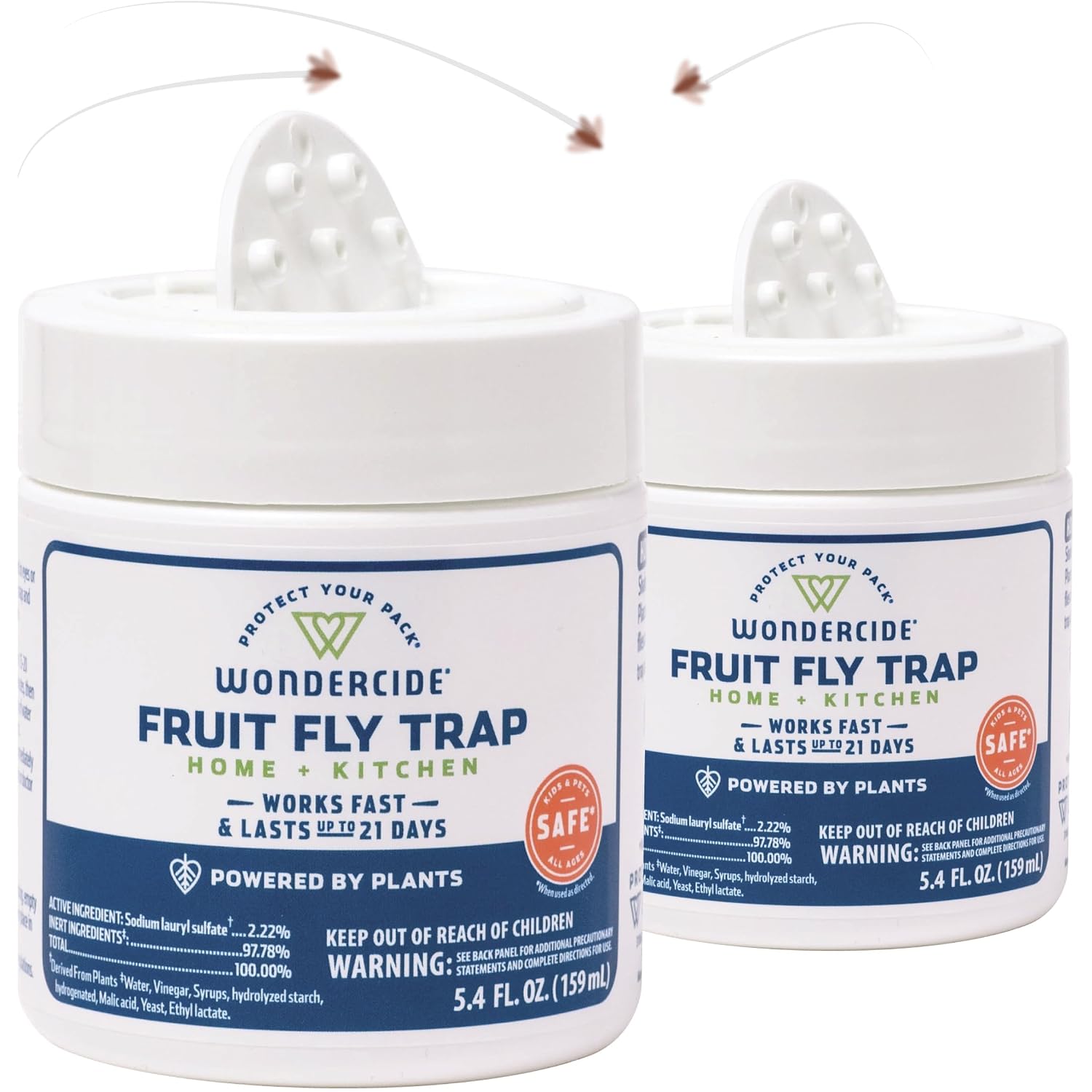 Wondercide - Fruit Fly Traps For Indoors - 5.4 Oz, 2 Pack | Trap For Kitchen, Home, And Indoor Areas - Killer Of Fruit Flies - Made In Usa & Plant Powered