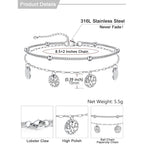 U7 Silver/Gold Ankle Bracelets for Women Layered Chain Anklets Stainless Steel Waterproof Summer Beach Anklet Charm, Adjustable 8.5"-10.5"