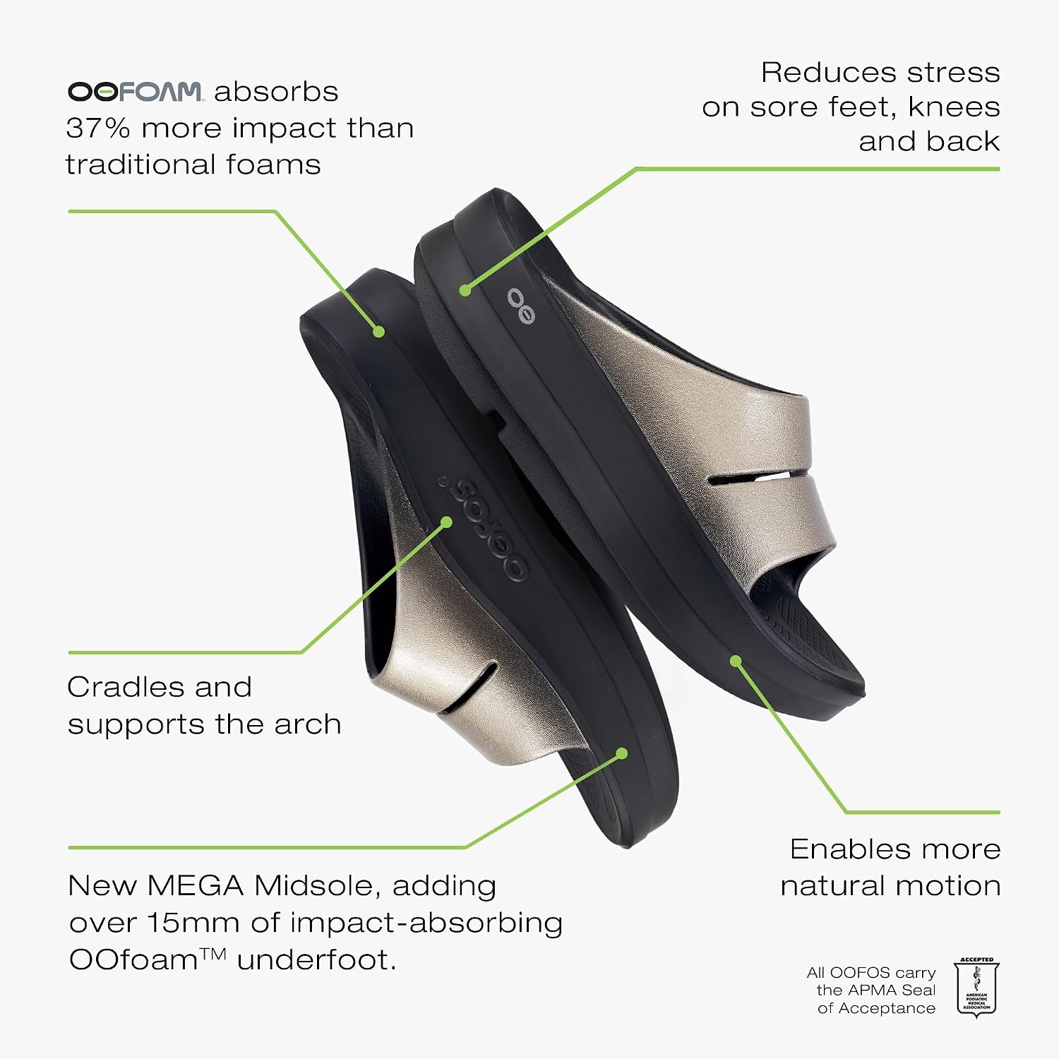 Oofos Womens Oomega Ooahh Luxe