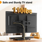 Universal Tv Stand - Table Top Tv Stand For 27-60 Inch Lcd Led Tvs - 6 Level Height Adjustable Tv Base Stand With Tempered Glass Base & Wire Management, Vesa 400X400Mm