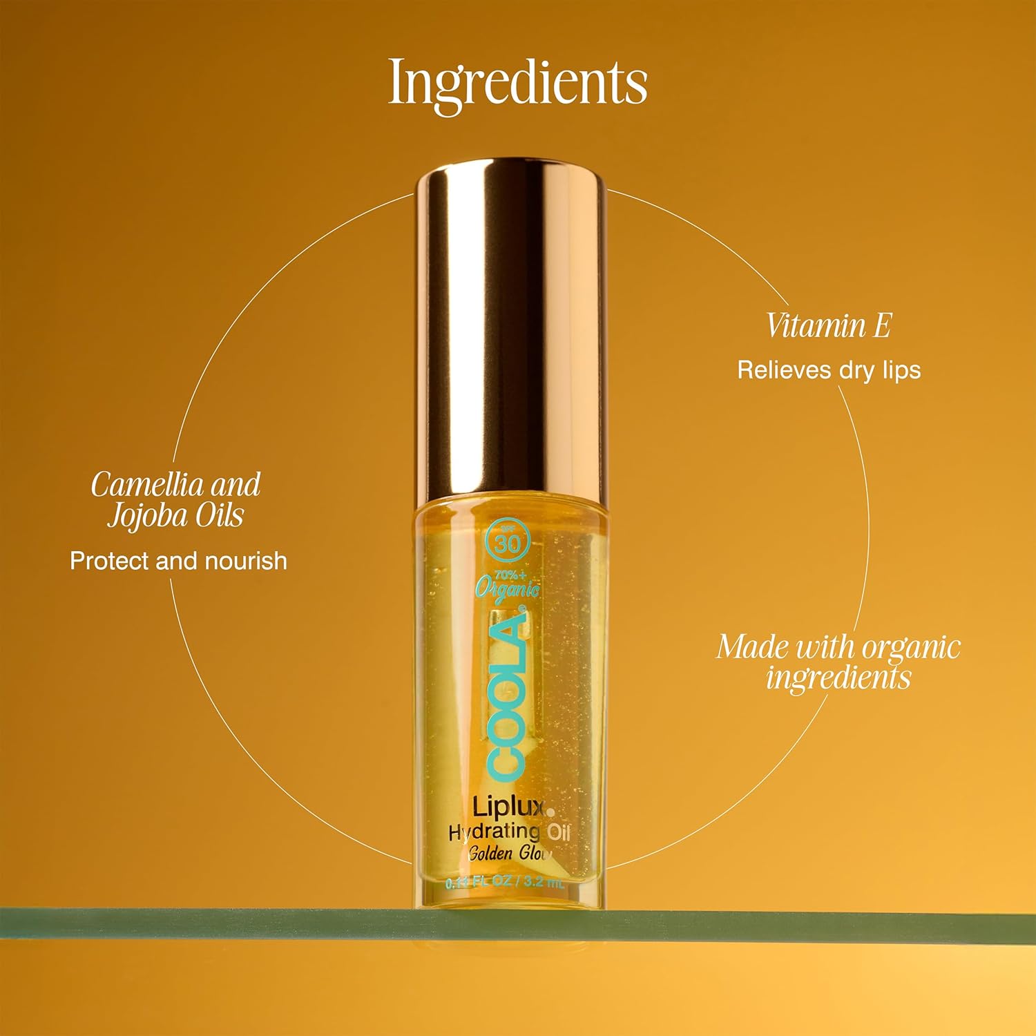 COOLA Organic Liplux Lip Oil and Lip Gloss Sunscreen with SPF 30, Dermatologist Tested Lip Balm for Daily Protection, Vegan and Gluten Free, 0.11 Fl Oz