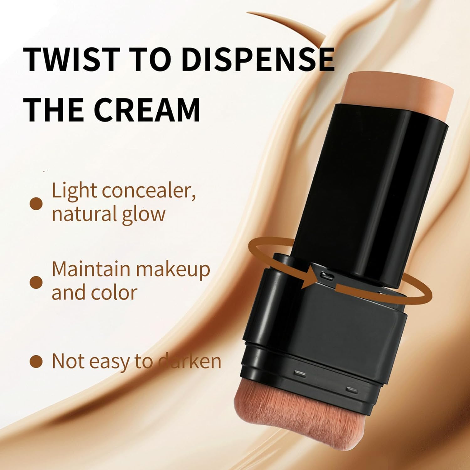Foundation Stick, 2 in 1 Dual-Ended Long-Lasting Concealer Korean Foundation Contour Stick, Waterproof Contouring foundation with Brush, Full Coverage Matte Finish for Face Makeup(02#NATURAL)