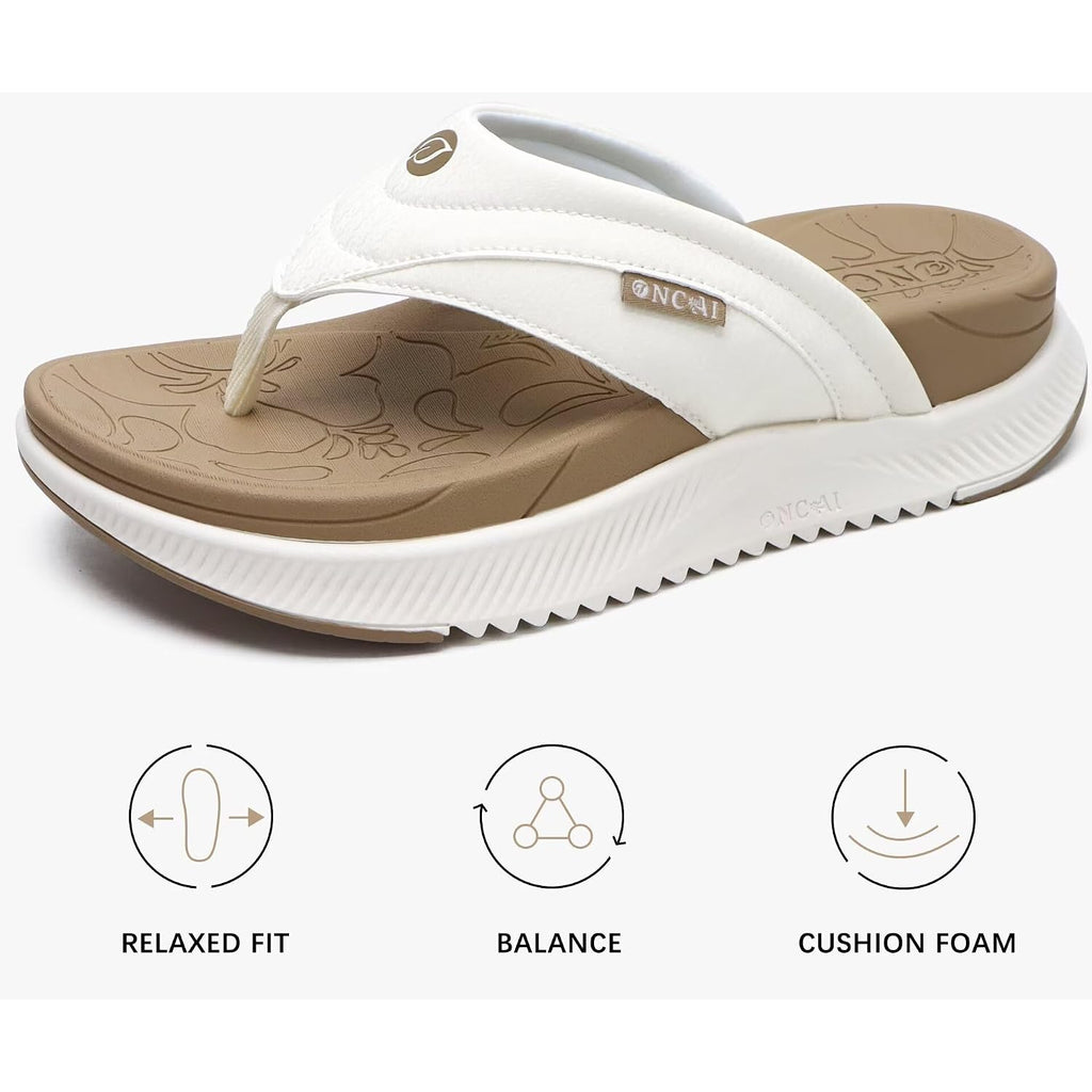 Oncai Women'S Orthotic Cushion Flip Flops Recovery Walking Sandals For Women With Arch Support Summer Comfortable Slip On Flip Flops For Womans Size 6-12