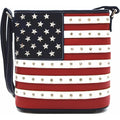 American Flag Stars And Stripes Studs Crossbody Handbag Usa Patriotic Women Purse Leather Single Shoulder Bag