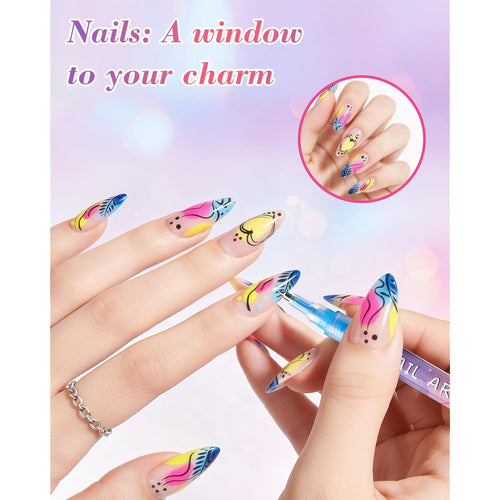 12 Colors Nail Art Marker Pens Set, 0.5 MM Nail Markers for Nail Art, Suitable for Nail Art, Nail Painting,Waterproof and Quick-drying Nail for DIY Nails Art Design Manicure Tools