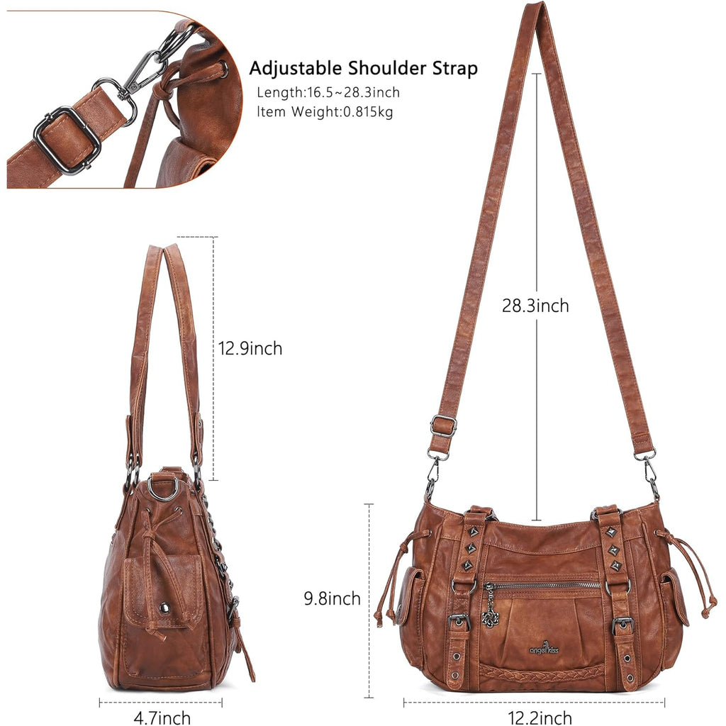 Angel Kiss Shoulder Bag For Women Multi Pocket Retro Hobo Handbags Satchel Tote Bag