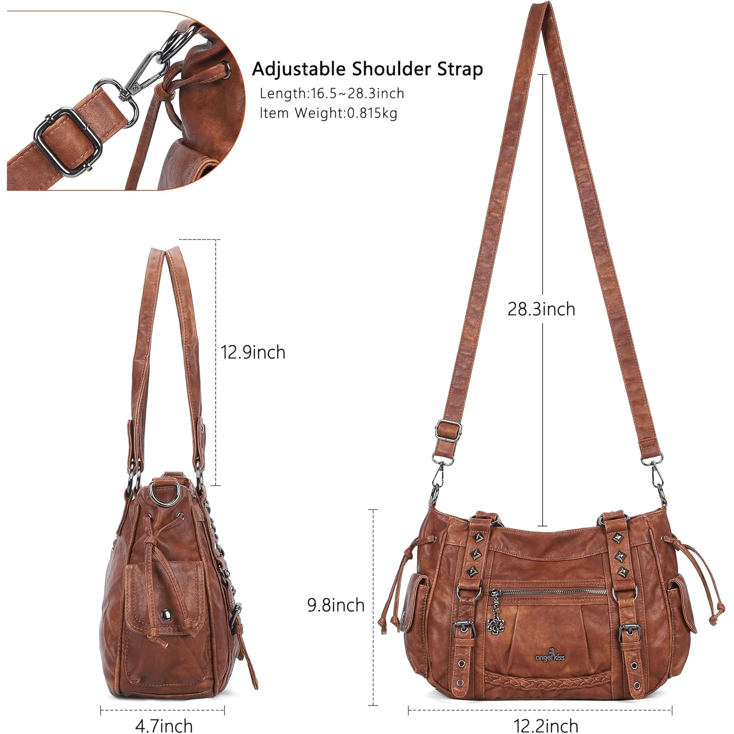 Angel Kiss Shoulder Bag For Women Multi Pocket Retro Hobo Handbags Satchel Tote Bag