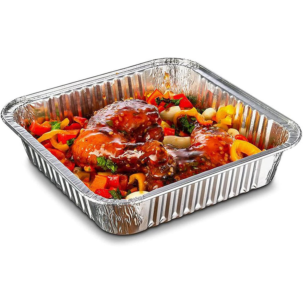 Waytiffer 25pack- 8 x 8 Aluminum foil Pans Disposable Heavy Duty Square baking Cake Pan, Cooking Tins Homemade Breads Oven Pans,Foil Pan, Baking pan Roasting