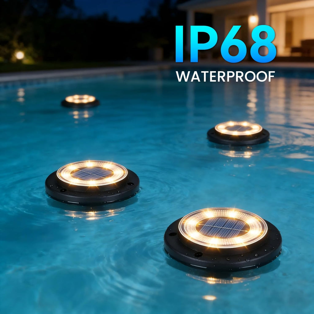 Solar Lights Outdoor Waterproof - 2-In-1 Solar Powered Ground Lights Outdoor Solar Disk Light Landscape Light For Deck Step Patio Yard Pathway Walkway Driveway Garden (Warm White, 12 Pack)