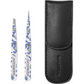 Tweezerman Paisley Petite Point and Slant Tweezer Set with Travel Case - Eyebrows for Women and Men