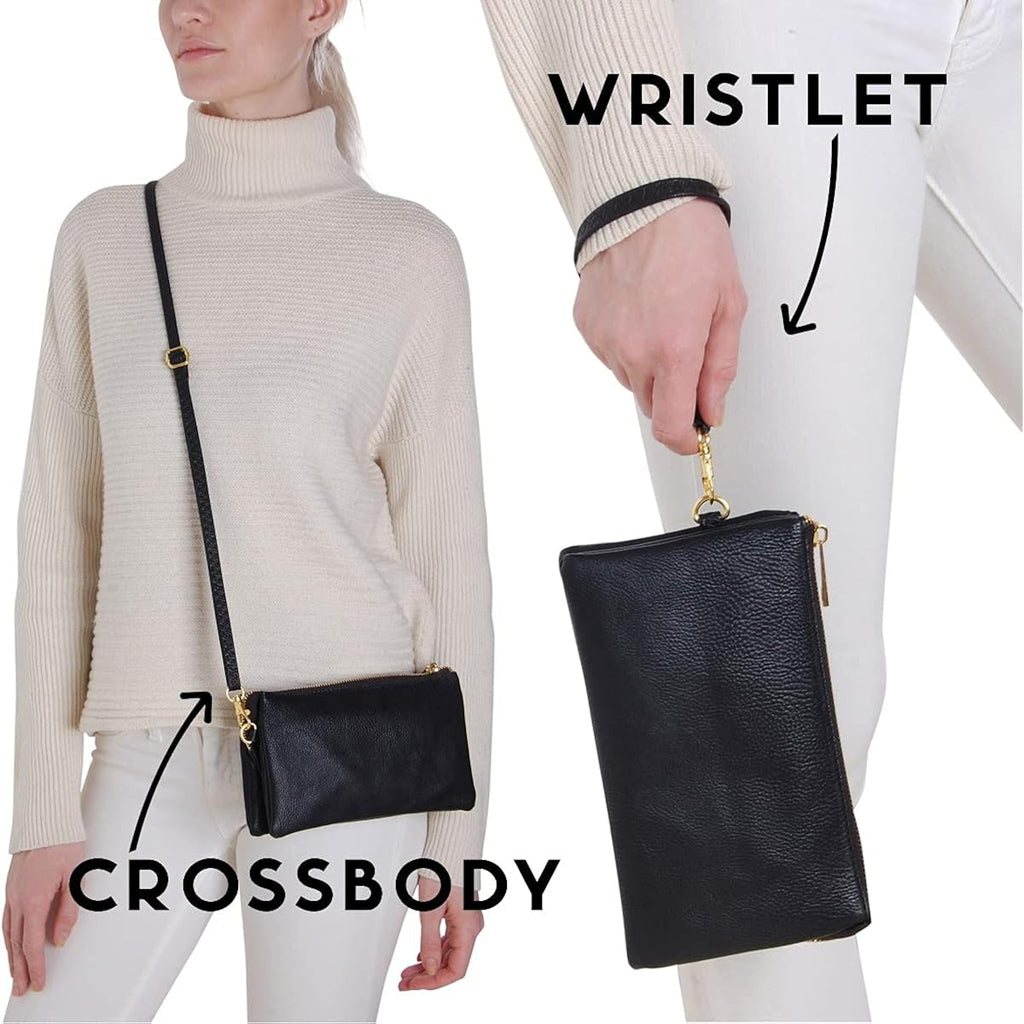 Humble Chic Ny Vegan Leather Wristlet Purse For Women - Small Clutch Purse With Shoulder And Wrist Straps