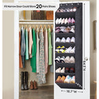 Sleeping Lamb Over The Door Shoe Organizer For Closet With Large Deep Pockets, Narrow Shoe Rack For Door Hanging Boots Storage, Black