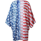 Women's American Flag Kimono Cover up Beachwear Cardigan Loose Tops Shirt Blouse
