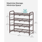Songmics Stackable Shoe Rack, 4 Tier Metal Shoes Rack Storage Shelf, Holds Up To 16 Pairs Shoes, Adjustable Slanted Shelves Tower Organizer For Closet Entryway Small Spaces, Bronze