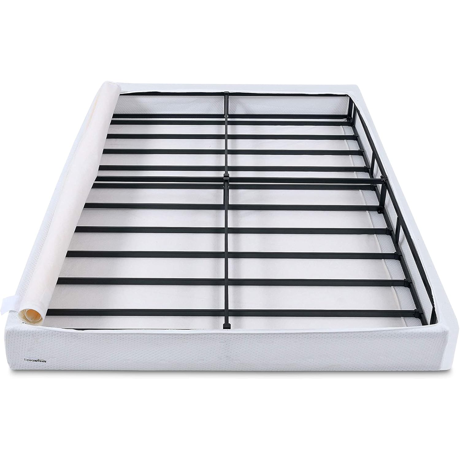 Amazon Basics Smart Box Spring Bed Base, 5-Inch Height Mattress Foundation, Tool-Free Easy Assembly, Metal Support, Full, 74" x 53"