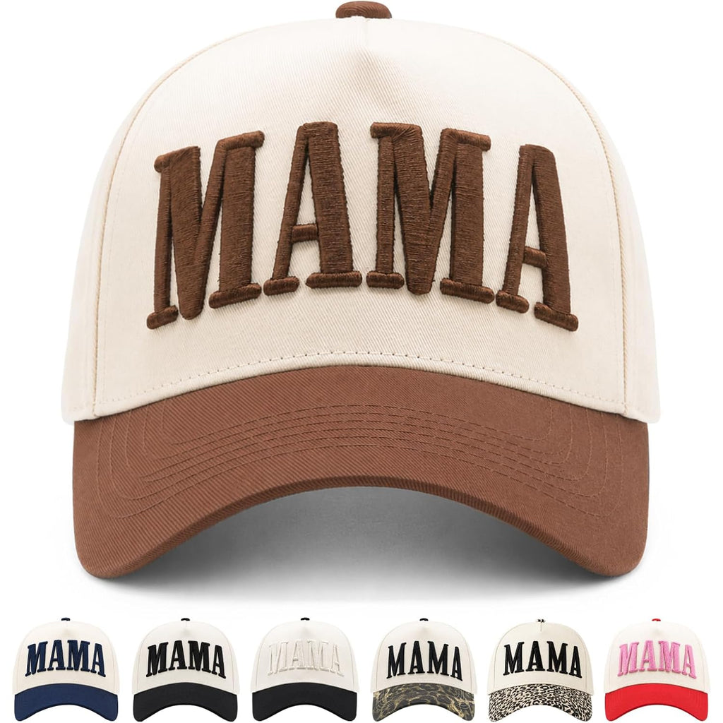 Womens Mama Trucker Hat, Vintage Snapback Mom Baseball Cap, Trendy New Mom Gifts Mothers Day Outfits for Mommin Mama-brown/Beige