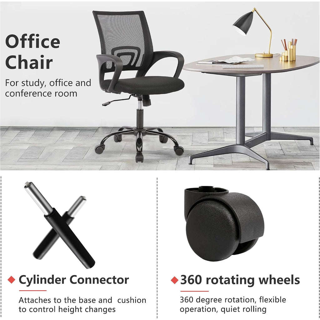 Paylesshere Office Computer Chair Ergonomic Cheap Desk Chair Adjustable Comfortable Mid Back Task Rolling Swivel With Lumbar Support For Home Office (Pack Of 1, Black)
