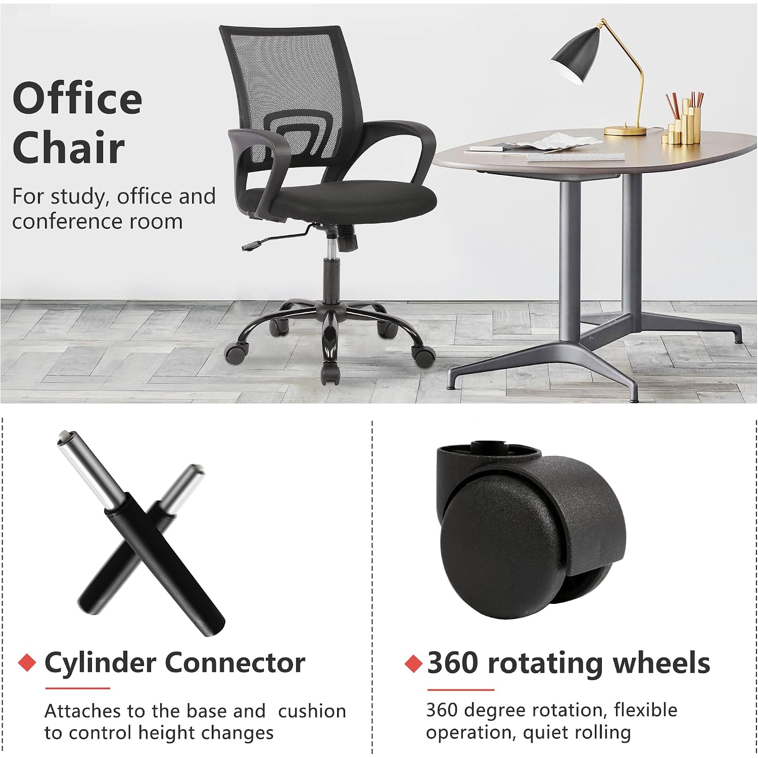 Paylesshere Office Computer Chair Ergonomic Cheap Desk Chair Adjustable Comfortable Mid Back Task Rolling Swivel With Lumbar Support For Home Office (Pack Of 1, Black)