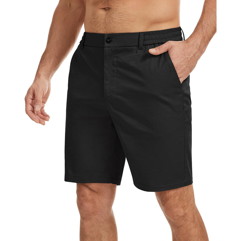 Ntrlv Men'S Cotton Chino Shorts Casual Elastic Waist Drawstring 7 Inch Summer Beach Golf Shorts With Pockets