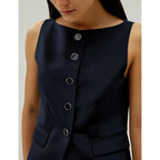 Lilysilk Women 100% Silk Blazer Vest Business Boatneck Button Slim Fit Silk Top Coat For Ladies Outwear Work
