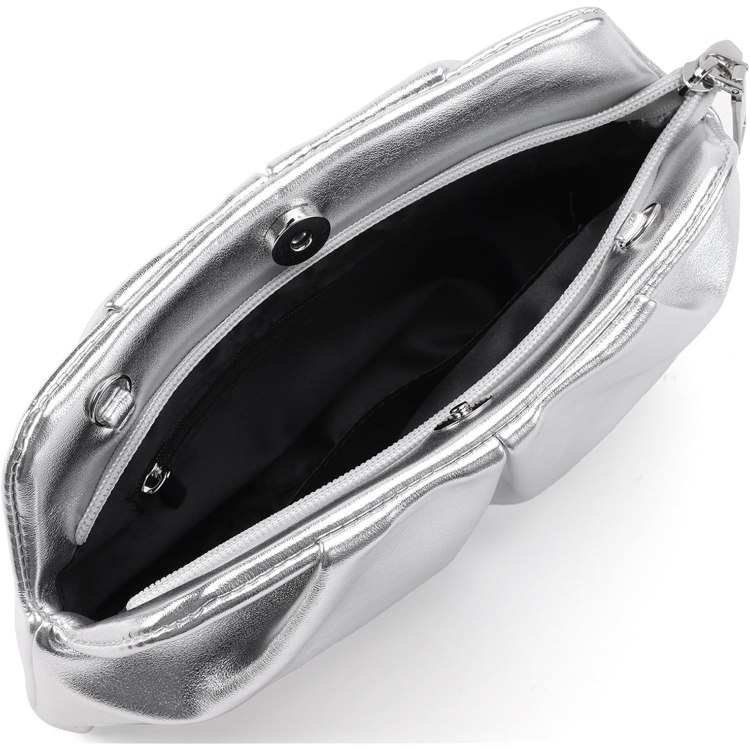 Women Clutch Bag Dressy Formal Handbag Pleated Pu Clutch Purse Detachable Chain