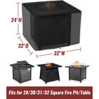 Nupick 30 Inch Square Fire Pit Cover For Propane Fire Pit/Table