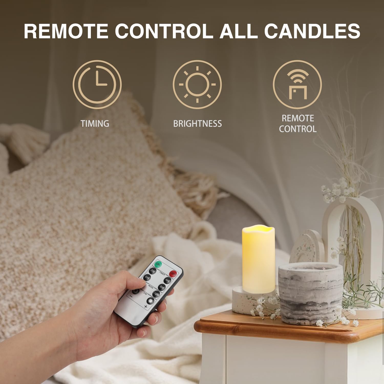 2Pack Outdoor Plastic Flameless Candles With Remote Control And Timer | Led Flickering Battery Operated Electric Pillar Candles (D3 Xh5.5) For Camping, Weddings, Home Decoration