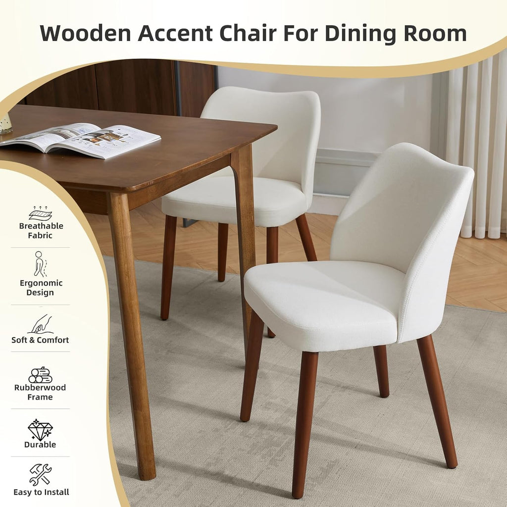 Garveehome Wooden Dining Chair Set Of 4 Upholstered Fabric Dining Chair