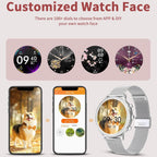 Smart Watch Women Bluetooth Calls for Android iOS Phone Sport Fitness Activity Tracker 1.32" HD Full Touch Screen Heart Rate Sleep Monitor Ladies Silver Mesh Smartwatch Gift,G