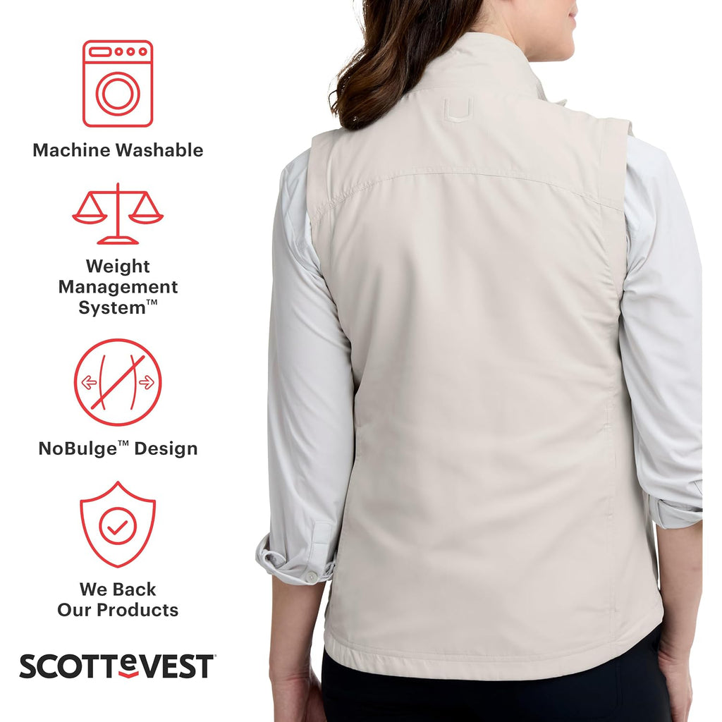 Scottevest Lightest Vest For Women - 16 Hidden Pockets - Lightweight Water Repellent For Travel & More