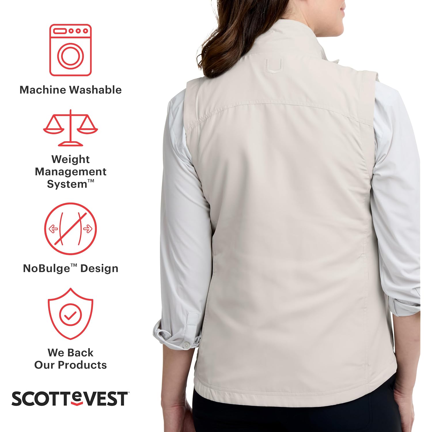 Scottevest Lightest Vest For Women - 16 Hidden Pockets - Lightweight Water Repellent For Travel & More
