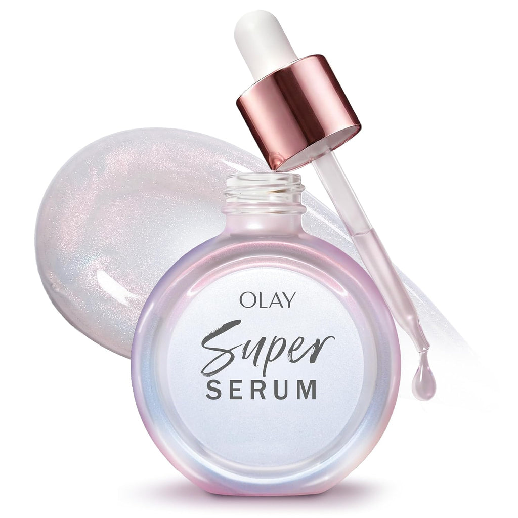 Olay Super Serum - Glow Serum For Face - Activated Niacinamide, Vitamin C & E, Collagen Peptide, Aha - 5-In-1 Benefits - Brightens, Hydrates, Smooths, Firms, Evens Tone, Proactive Anti-Aging, 1.0 Oz