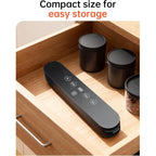 75kPa Vacuum Sealer Machine, Compact Vacuum Sealer for Food, 4-in-1 Food Sealer, Digital Timer, Moist/Dry, Pulse, Seal Modes, with 20 Vacuum Bags, Black
