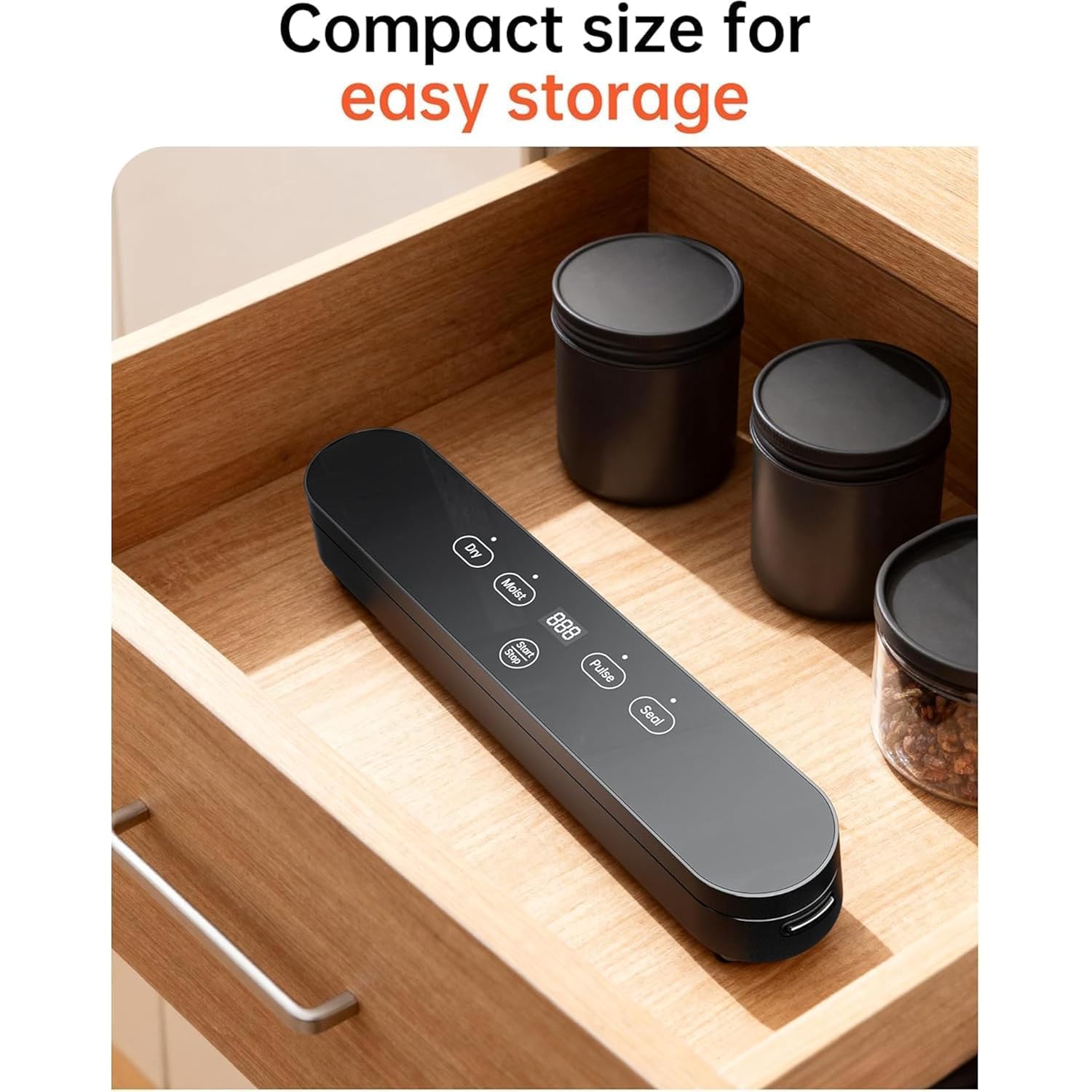 75kPa Vacuum Sealer Machine, Compact Vacuum Sealer for Food, 4-in-1 Food Sealer, Digital Timer, Moist/Dry, Pulse, Seal Modes, with 20 Vacuum Bags, Black