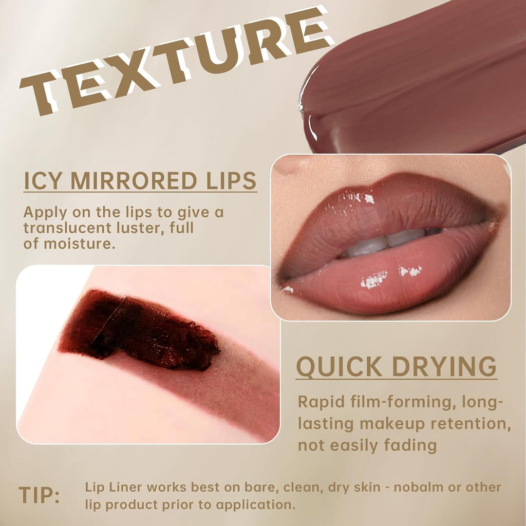 HOSAILY Peel Off Lip Liner Stain Tattoo, Long Lasting Waterproof Lip Stain Peel off, Tattoo Nude Lip Liner and Lip Gloss Combo, Non-Stick Cup Nourishing Lip Gloss Set Lipstick Makeup
