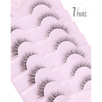 Natural Lashes Wispy Lashes Natural Look False Eyelashes Soft Fluffy Fake Eyelashes 7 Pairs D1 Natural (6-13Mm)