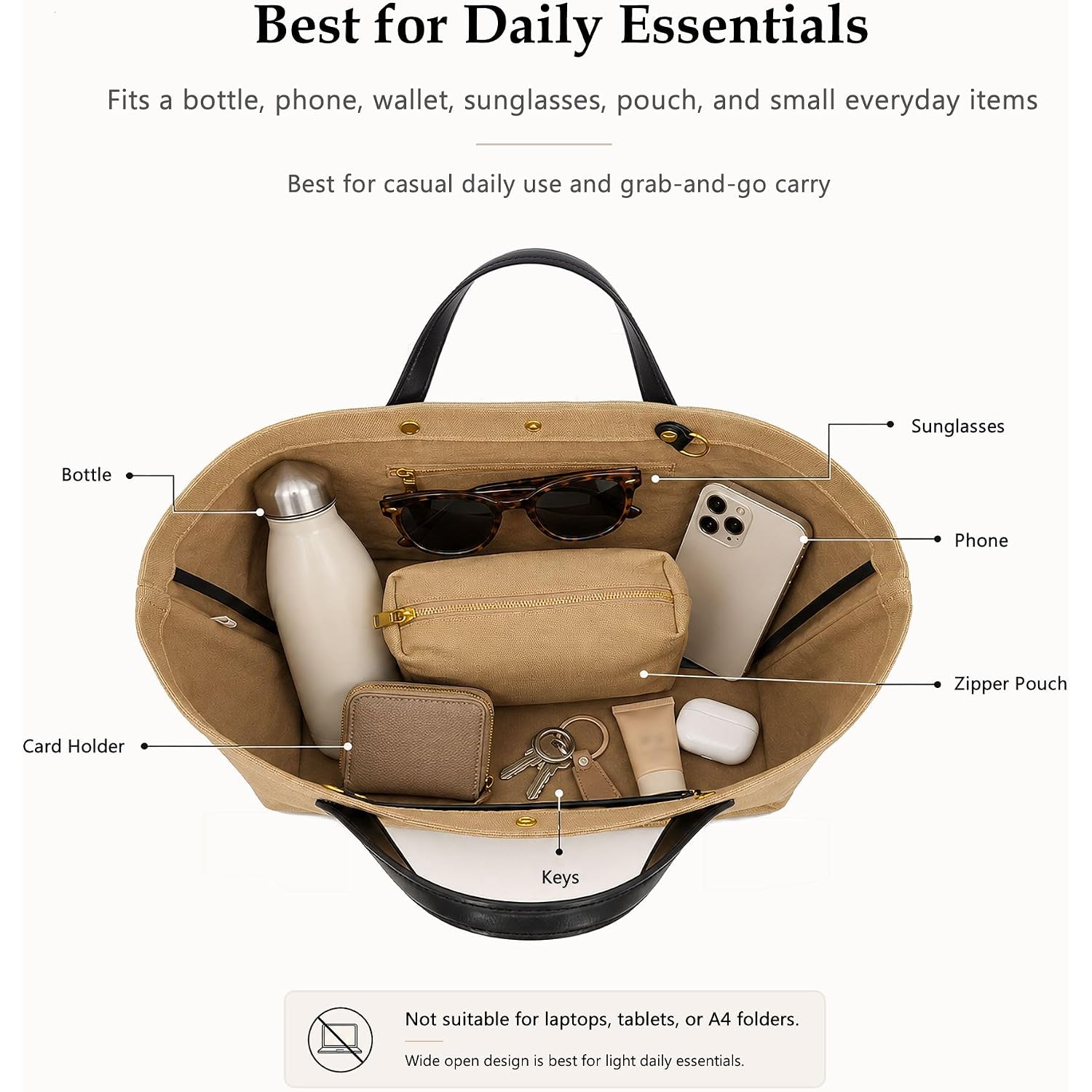 2Pcs Set, Large/Xl Tote Bag With Pouch For Women, Canvas Or Genuine Leather Crossbody Shoulder Bag, Top Handle Purse