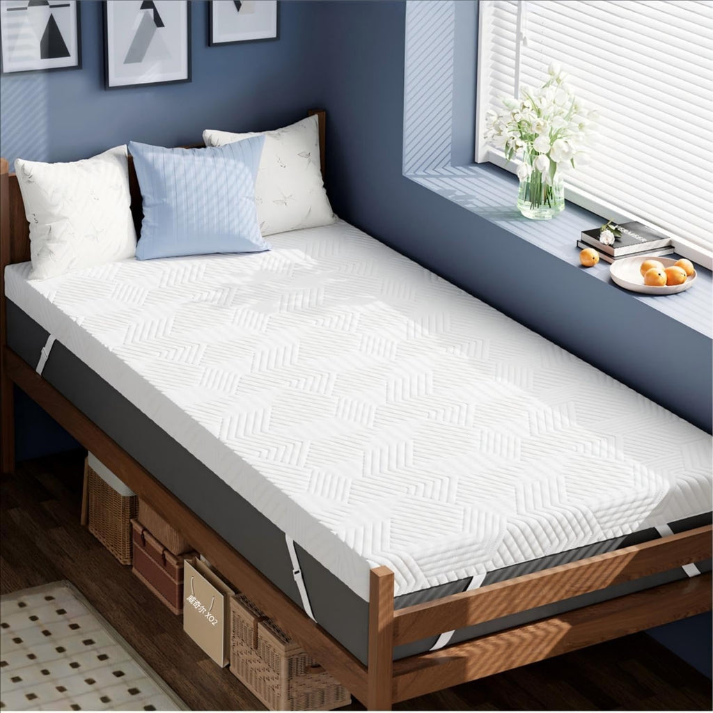 Elemuse 3 Inch Twin Xl Memory Foam Mattress Topper, College Dorm Room Essentials, Gel Foam Bed Topper With Washable Cover, Non-Slip Back To School Bedding, Certipur-Us