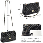 Quilted Leather Crossbody Bags For Women Trendy Ladies Shoulder Purse Satchel Handbag With Chain Strap
