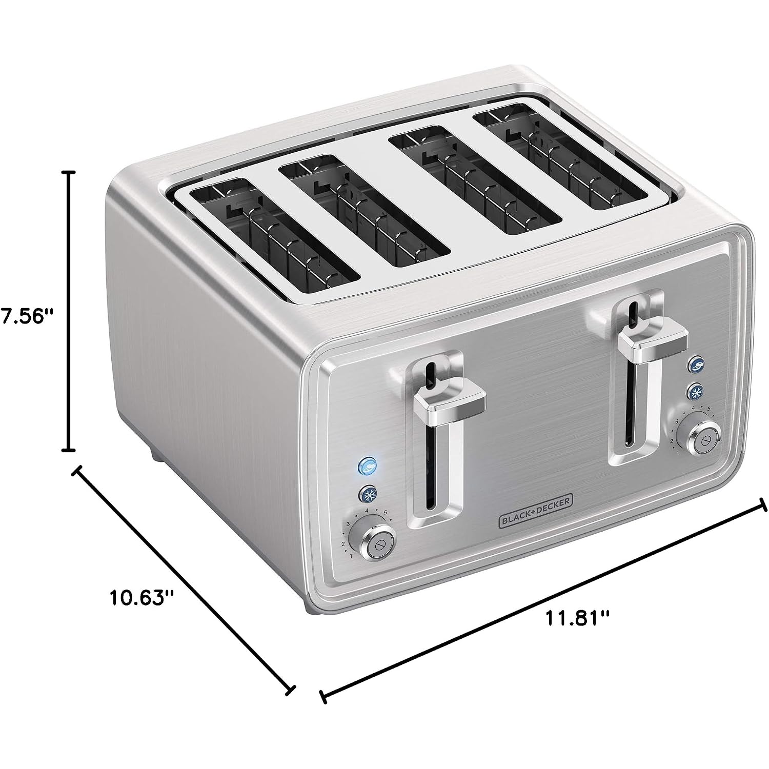 Black+Decker 4-Slice Toaster, Stainless Steel, Tr4900Ssd
