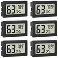 Humidity Meter Indoor Thermometer 6-Pack Mini Digital Thermometer Hygrometer Indoor Temperature Humidity Meters Gauge Lcd Display Fahrenheit (℉) For Greenhouse, Reptile Tank, Cellar, Closet