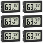 Humidity Meter Indoor Thermometer 6-Pack Mini Digital Thermometer Hygrometer Indoor Temperature Humidity Meters Gauge Lcd Display Fahrenheit (℉) For Greenhouse, Reptile Tank, Cellar, Closet