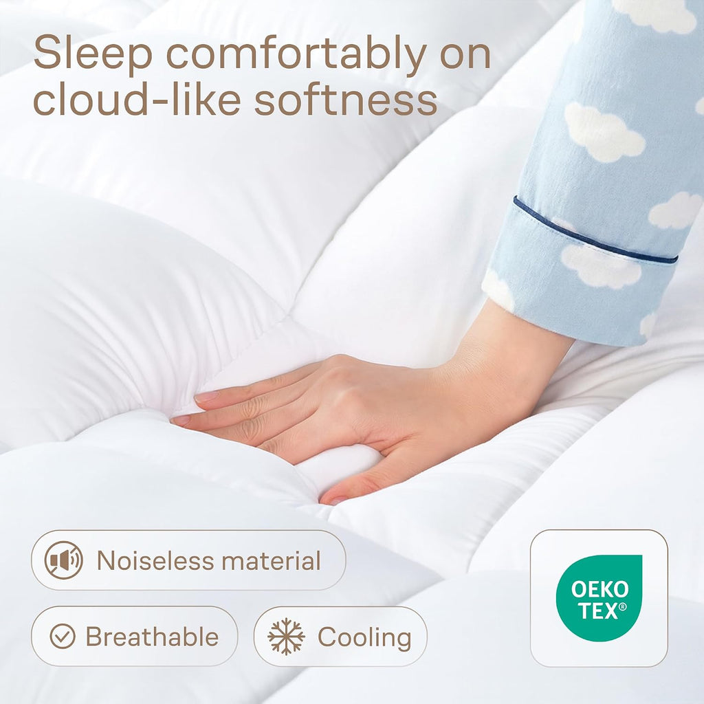 Ultra Soft Full Size Mattress Topper - Cloud-Like Mattress Pad For Full Back Support - Breathable Cooling Material For Hot Sleepers, White