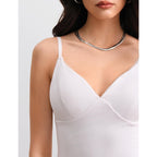 Women's Padded V Neck Tank Tops Double Lined Camisole Built in Bra Sexy Cute Summer Going Out Tops Muse Collection