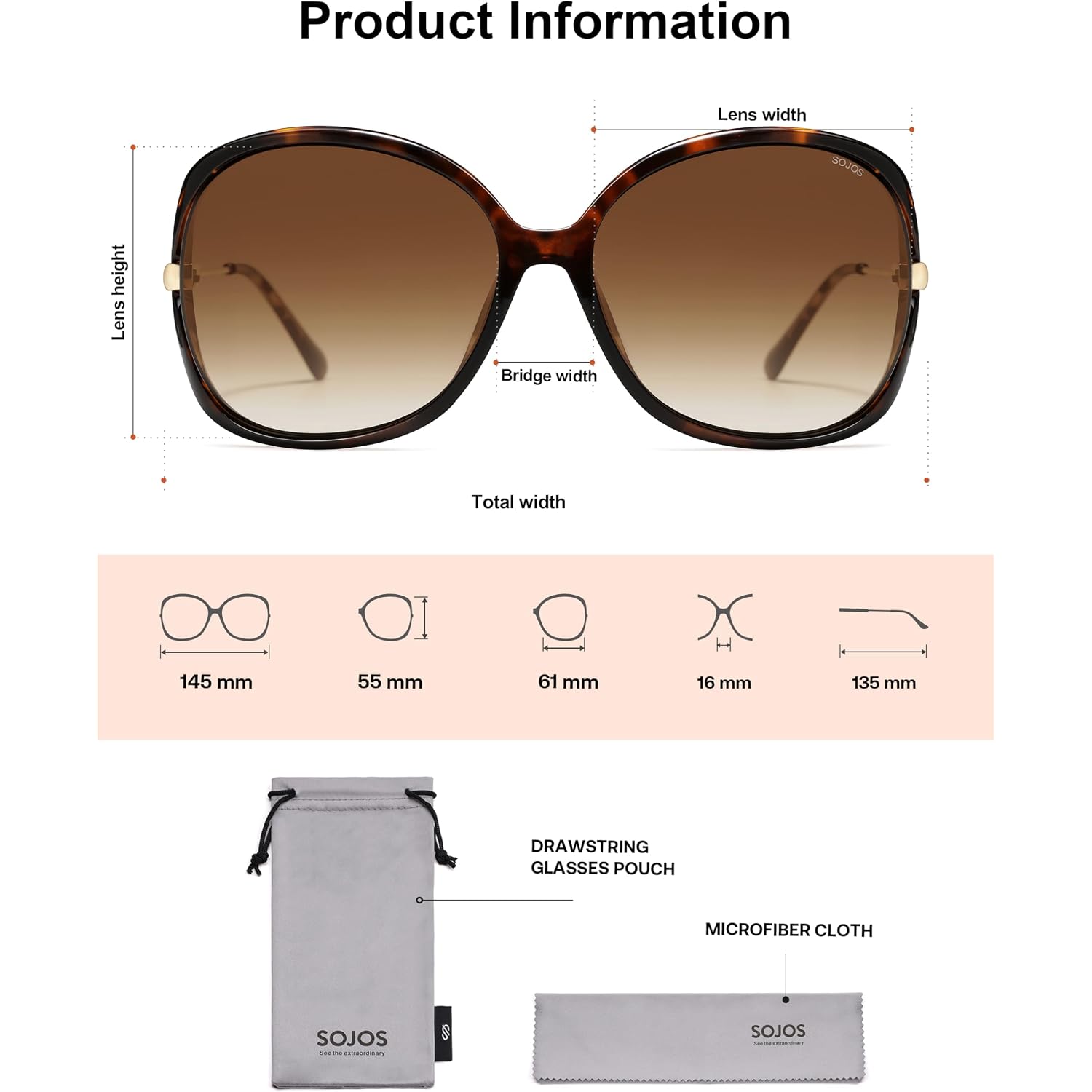 SOJOS 2026 Oversized Butterfly Sunglasses for Women with Gold Arms,Beach Sun UV Protection Shades Orange Tortoise/Brown