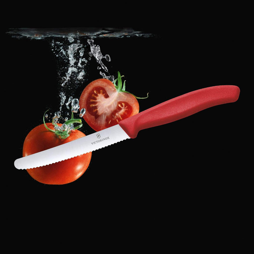Victorinox 6.7831 Swiss Classic Tomato And Table Knife Ideal For Cutting Fruits And Vegetables With Soft Skin Serrated Blade In Red, 4.3 Inches