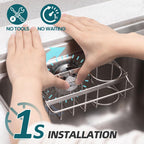 Taili 4-In-1 Sink Caddy With Strong Suction Cup, Sponge Holder For Kitchen Sink Organizer, Removable, Rustproof, Stainless Steel Holder For Sponge, Brush, Scrubber, Scraper - Silver